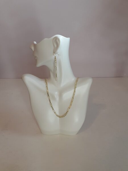 Gold Paperclip Necklace & Earrings Set