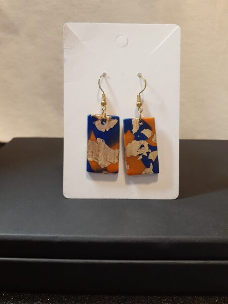 Blue/Orange & Gold Earrings