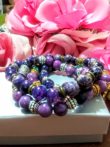 Amethyst Gemstone Mix Double Bracelet