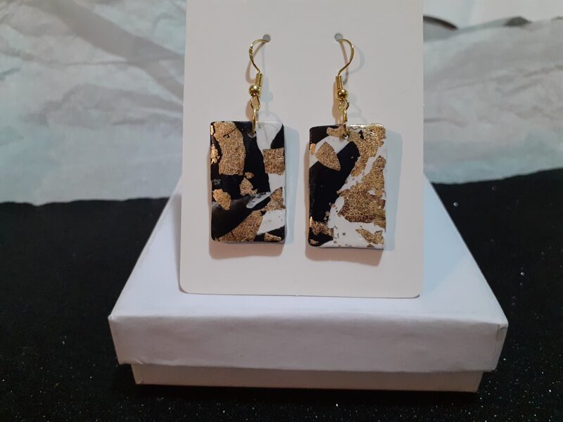 Black/White & Gold Earrings