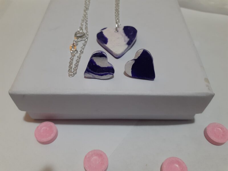 Grape Swirl  Bubble Gum Necklace & Earrings Set