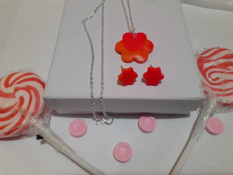 Peach Orange Necklace & EarringsSet