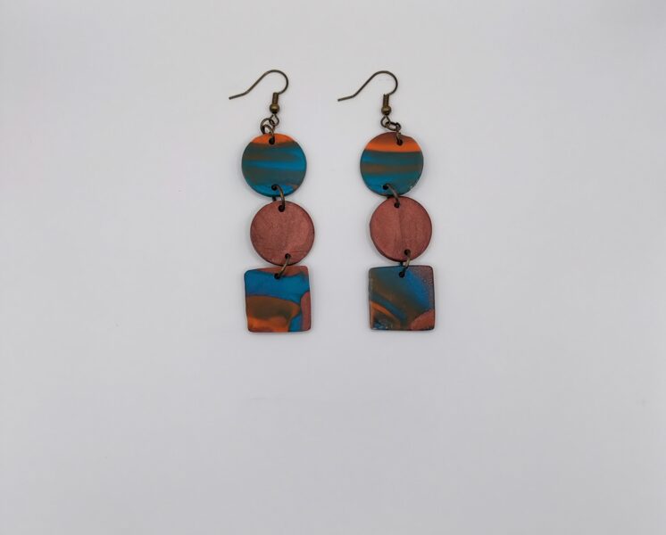 Tropez Double Circle Square Earrings