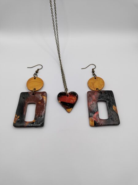 Heart necklace and earring set