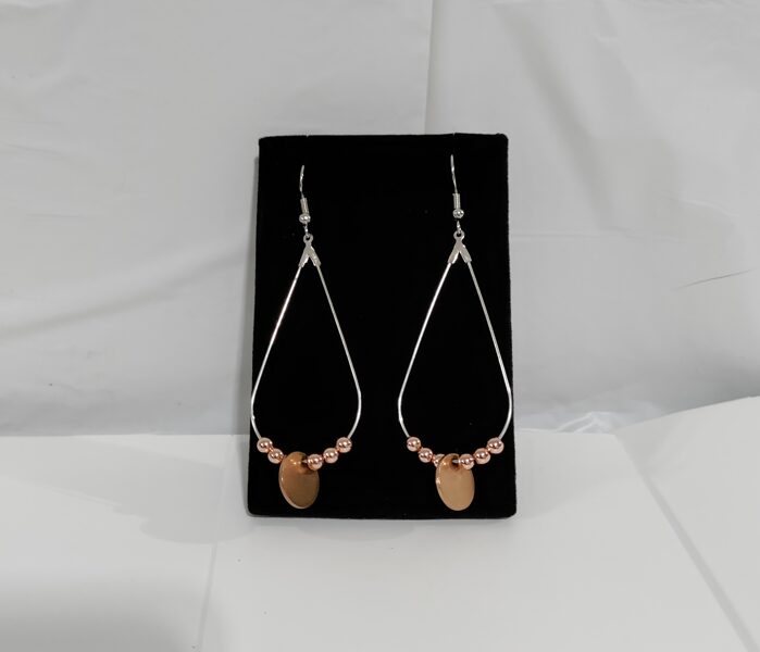 Teardrop shaped hoop earrings with beads