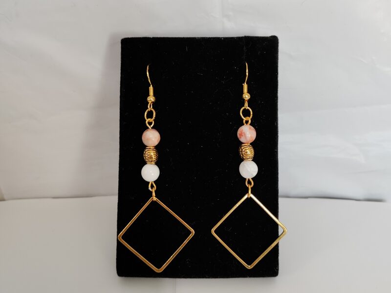 Peach stone earrings 