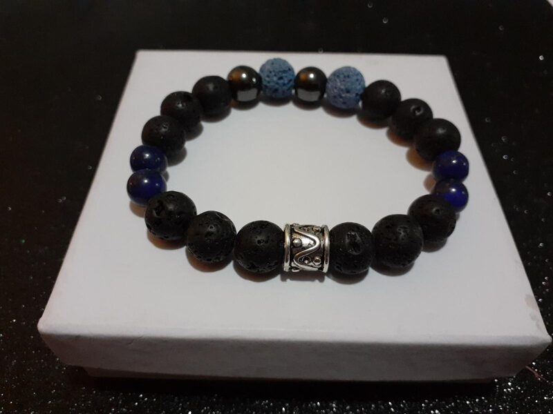 Men's Black Blue Lava Gemstones