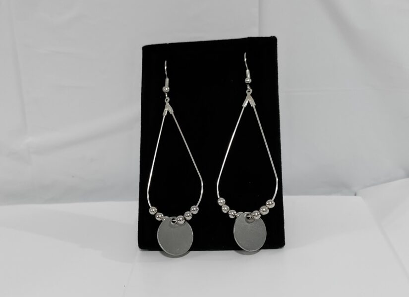 Teardrop shaped hoop earrings with beads